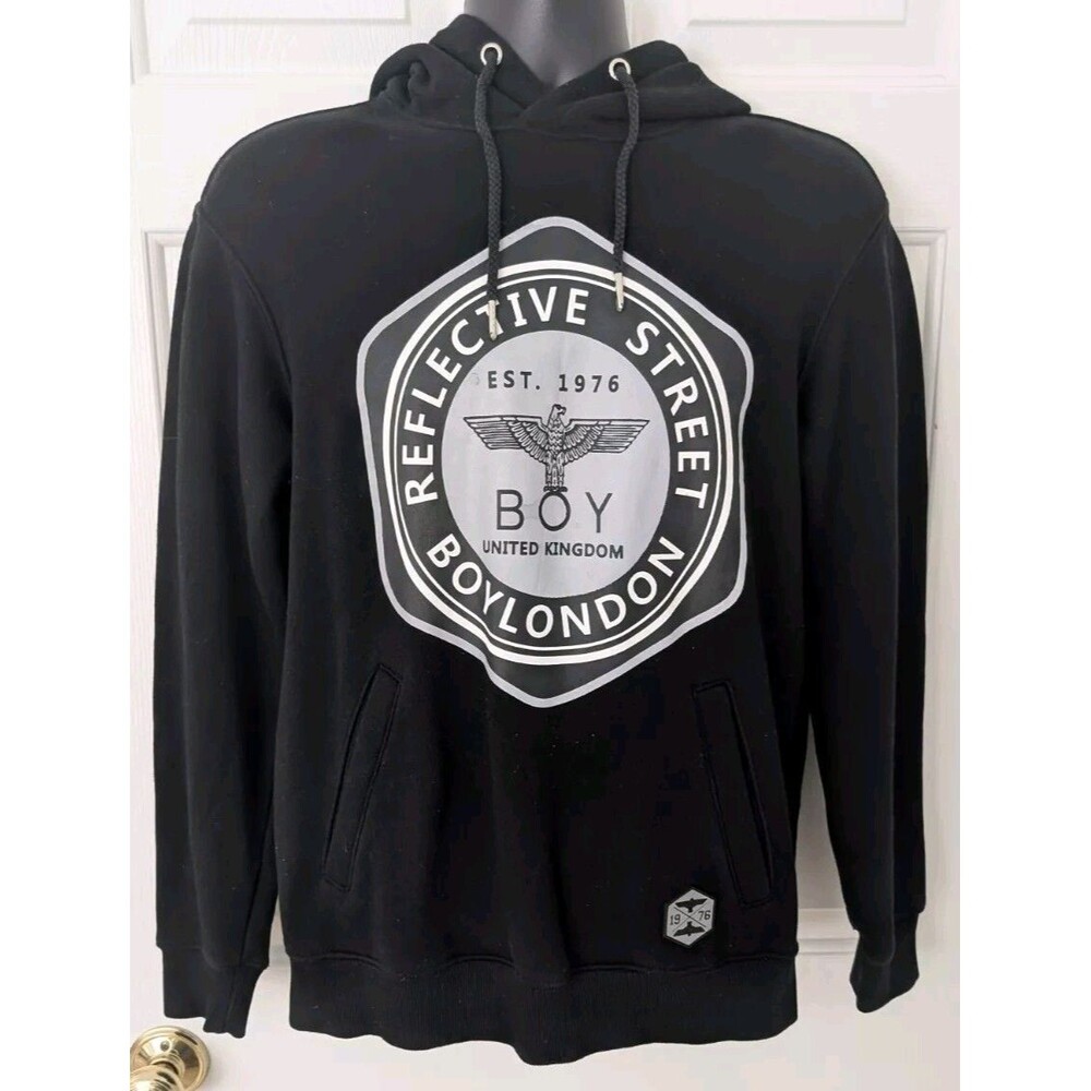Boy London UK 1976 Reflective Street Hoodie Men's Medium Black